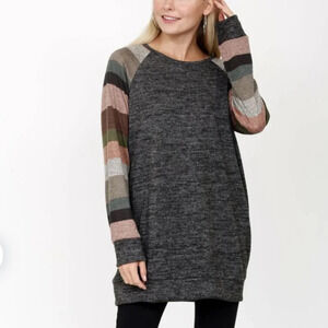 Egs Striped Multi Color Sleeve Tunic Top Shirt women’s large